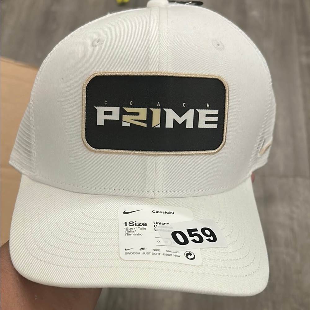 Nike Coach Prime Classic99 Trucker Hat White Deion Sanders Snapback Cap C-16459